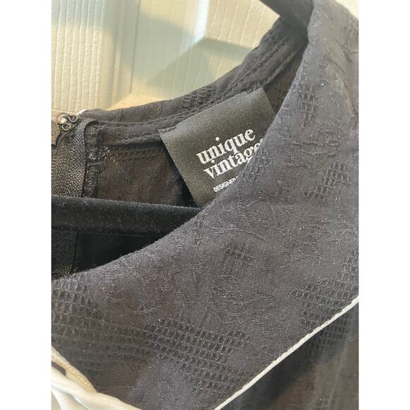 Unique Vintage Jana Black swing dress Polka Dot Bow 1950s Sz 1X #48 - Picture 5 of 11